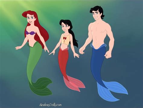Young Melody And Her Mother And Father Ariel The Mermaid And Eric The