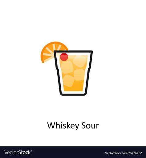 Whiskey Sour Cocktail Icon In Flat Style Vector Image