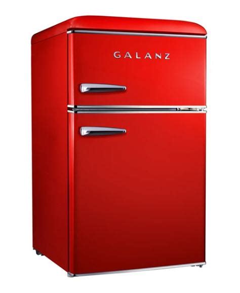 Galanz Retro Mini Fridge With Dual Door True Freezer In Red Cu Ft