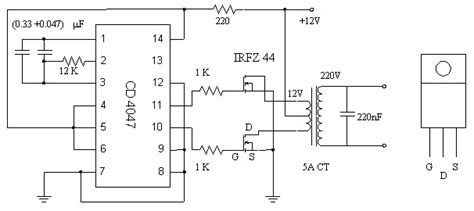 Simple 12 220 Ac To Dc Inverter Circuit Mosfet Irfz44 Inverter Circuit And Products