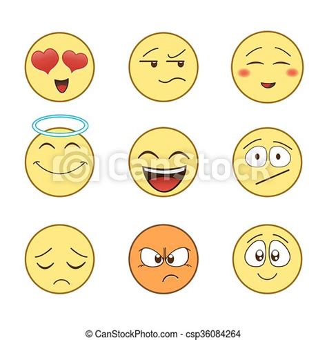 Set Of Emoticons Emoji Isolated On White Background Vector