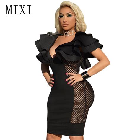 Buy Mixi Black Sheer Mesh Dress Women Butterfly Sleeve
