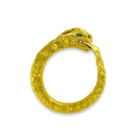 22k Gold Ouroboros Ring With Emerald Eyes Made With 100 Etsy