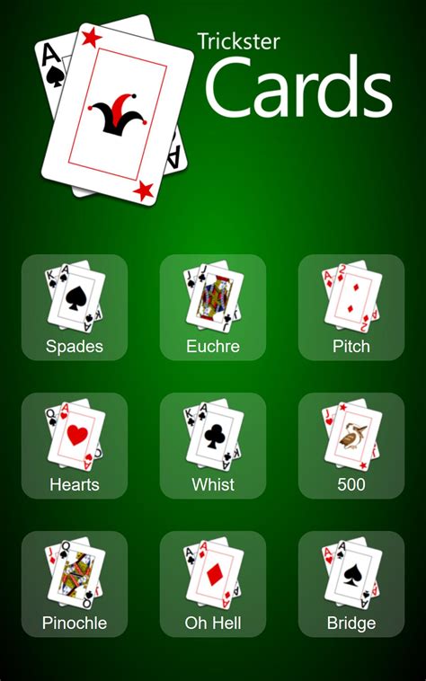 Lāpstas • euchre • pitch • hearts • cena vists • 500 • pinochle • oh ellē • bridge. Trickster Cards for Android - APK Download