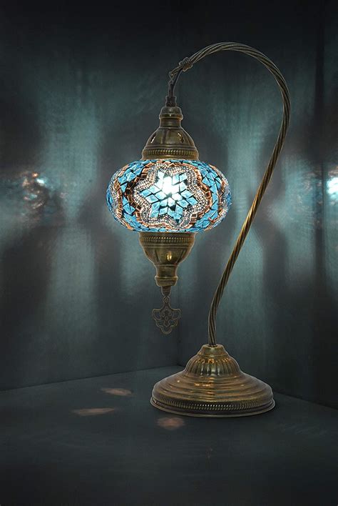 Mozaist Turkish Lamp Swan Neck Mosaic Table Lamp Moroccan Decorative