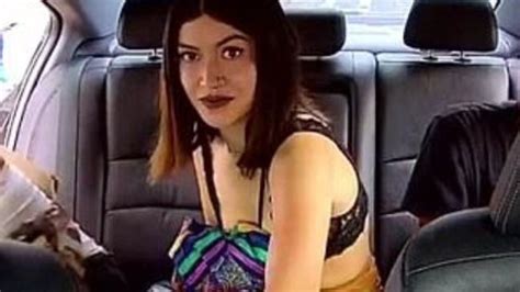 A Woman Passenger Wearing A Bra Riding In An Uber Car Steals Her