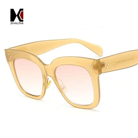 Shauna Oversize Women Square Sunglasses Vintage Nail Decoration Double Color Frame Men Gradient