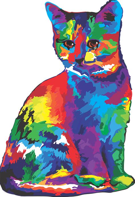 Cat Rainbow Colorful Free Vector Graphic On Pixabay