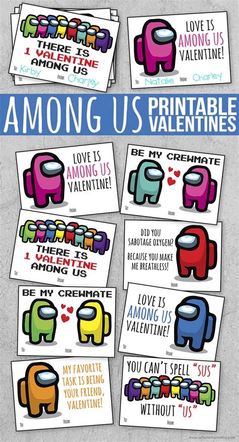 Free Printable Among Us Valentines Artsy Fartsy Mama