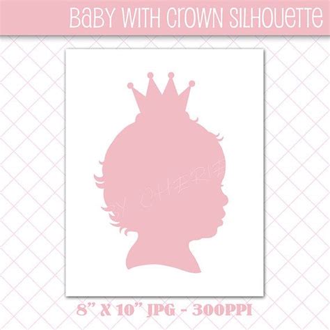 Baby Girl In Crown Silhouette Pink Printable By Cheriesartsncrafts