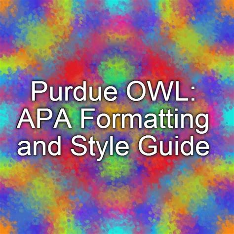 This means that the author's last name and the year of. Purdue OWL: APA Formatting and Style Guide | How to study ...