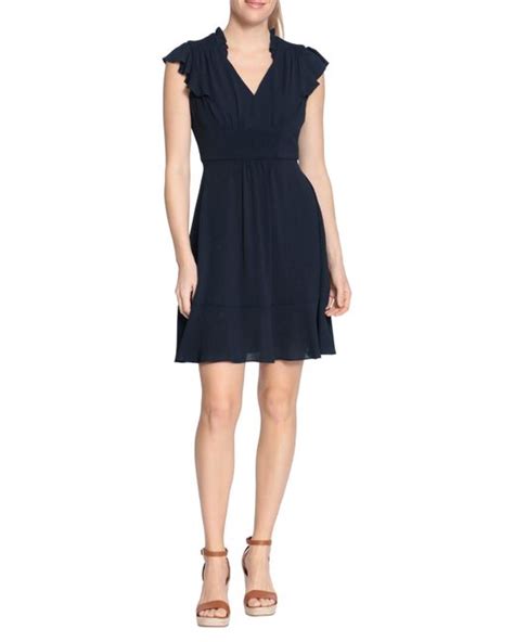 london times v neck flounce dress in navy at nordstrom rack in blue lyst