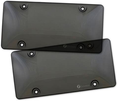 Zone Tech Clear Smoked License Plate Shields 2 Pack Noveltylicense