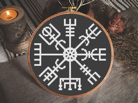 Vegvisir Runic Compass Cross Stitch Pattern Pdf Viking Symbol Etsy