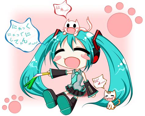 Animal Cat Chibi Hatsune Miku Jpeg Artifacts Leek Tagme Artist