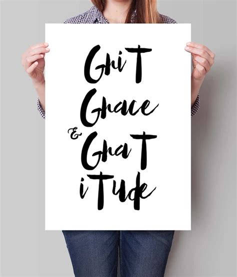 Handwritten Style Print Grit Grace And Gratitude Motivational
