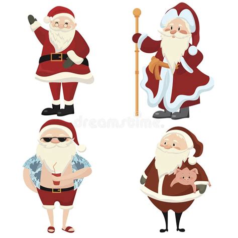Conjunto De Dibujos Animados Santa Clauses ColecciÃ³n De ClÃusulas De