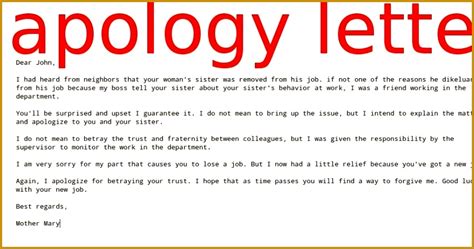 6 Apology Letter To A Friend Sample Fabtemplatez