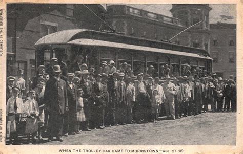 Postcard First Trolley Car In Morristown New Jersey~117141