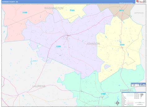 Johnson County Ga Wall Map Color Cast Style By Marketmaps Mapsales