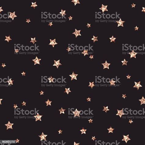 Rose Gold Glitter Stars Seamless Pattern Stock Illustration Download
