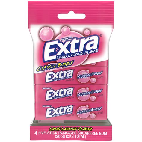 Extra Classic Bubble Sugarfree Chewing Gum Multipack 4 Packs Extra