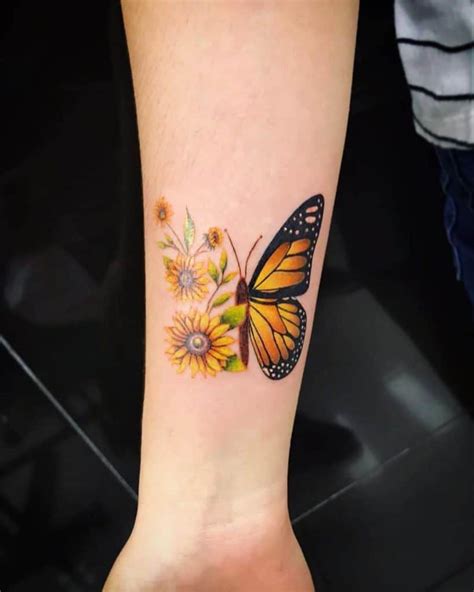 Meaningful Sunflower And Butterfly Tattoo Beautiful And Meaningful