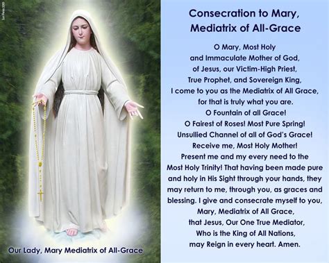 Act Of Consecration To Mary Mediatrix In 2020 Prayers For Healing