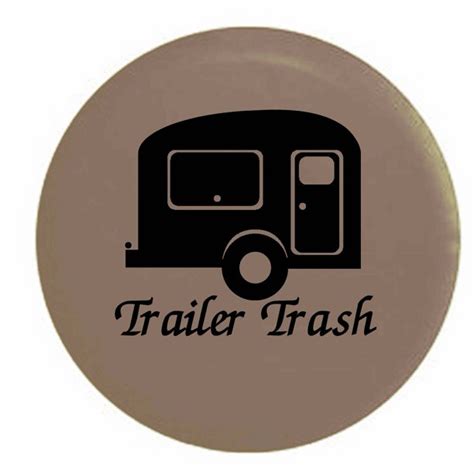 Trash Travel Camper Rv Trailer Spare Tire Cover Vinyl Tan Blackink 29