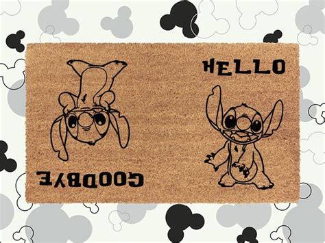 Stitch Hello Goodbye Doormat Lilo And Stitch Cute Disney Etsy