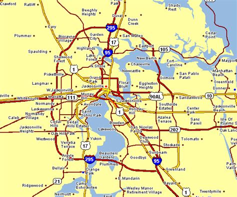 Map Of Jacksonville Florida And Surrounding Cities