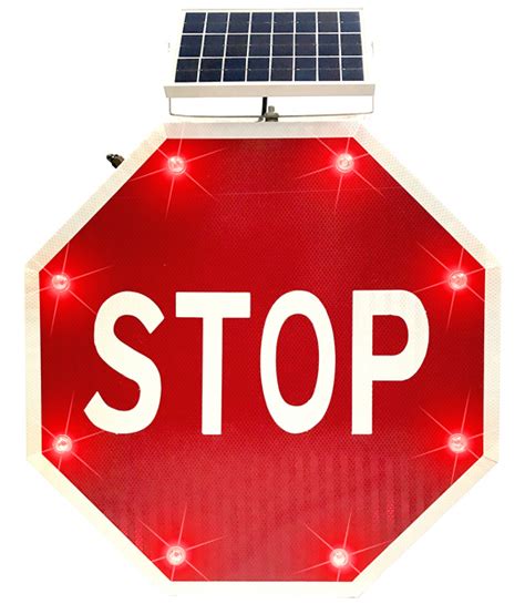 24 Inch Solar Powered Led Flashing Blinking Stop Sign