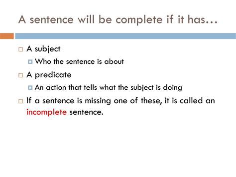 Ppt Complete Or Incomplete Sentence Powerpoint Presentation Free