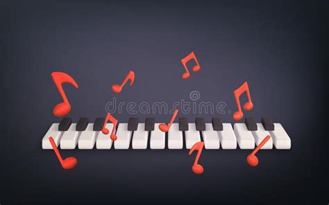 3d Realistic Piano Keys Musical Instrument Keyboard With Music Notes