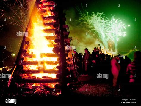 Bonfire With Fireworks Hi Res Stock Photography And Images Alamy
