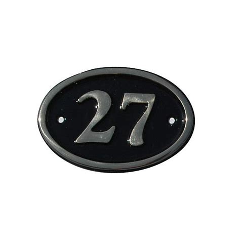 The House Nameplate Company Polished Black Brass Oval House Number 27