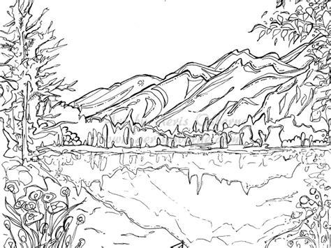 Snow Covered Mountain Scene Coloring Pages Coloring Pages