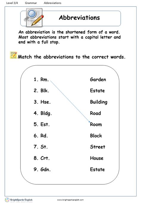 Abbreviation Worksheets Grade 3