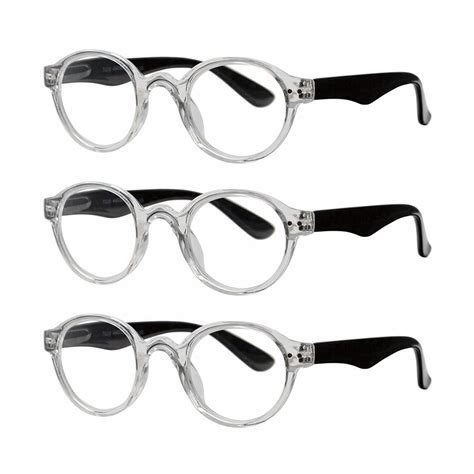 3 Pack Vintage Round Reading Glasses Spring Hinges Readers Mens Womens