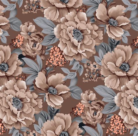 Cairo Floral Curtain Fabric Brown Curtains And Fabx