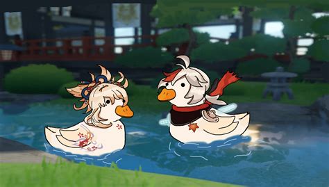I Drew Kazuha And Yoimiya As Ducks Genshinimpact
