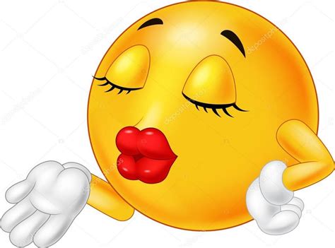 Emoticon Cartoon Beijo Sopro Menina Amor Divertimento Lábios Vector Símbolo Engraçado