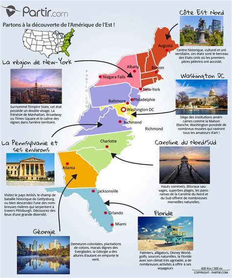 Cartes Touristiques Et Plans Est Des États Unis Régions Points D