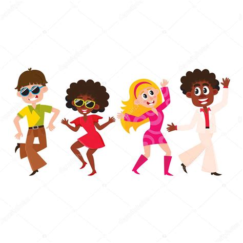 People Men And Women Dancing At Retro Disco Party — Stock Vector