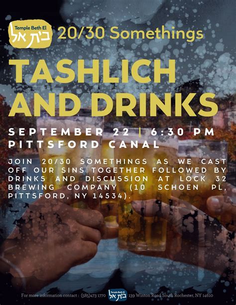 2030 Somethings Tashlich And Drinks Temple Beth El Conservative