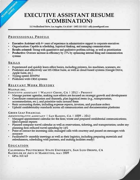 Executive Assistant Resume Examples Crystal Huff