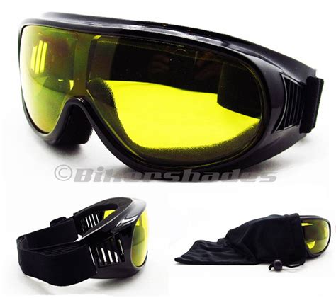 Motorcycle Goggles Fit Over Rx Glasses Yellow Clear Smoke Lens Ski