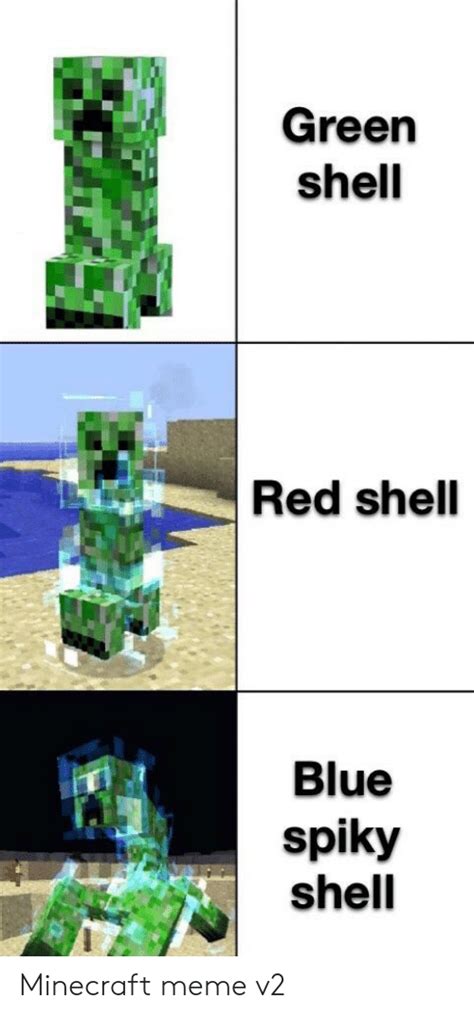Green Shell Red Shell Blue Spiky Shell Minecraft Meme V2 Meme On Meme