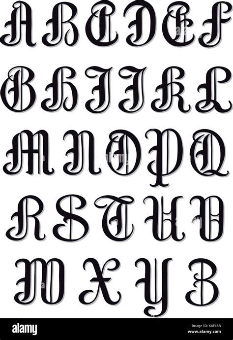 Complete Uppercase Set Of Alphabet Letters In Round Vintage Serif