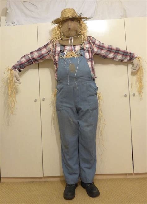 Mens Scarecrow Farmer Hillbilly Bib And Brace Overalls And Burlap Mask Costume Sz L Brian East